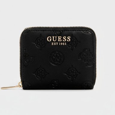 BILLETERA GUESS MUJER GERTY NEGRA QUATTRO G LOGO RELIEVE