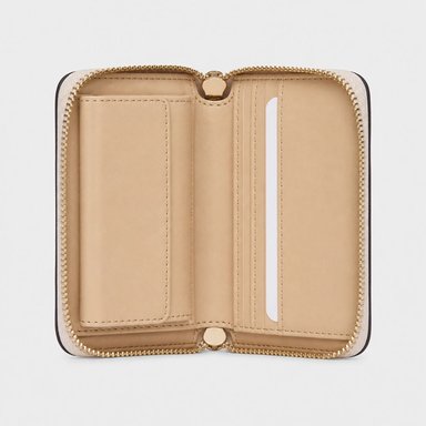 BILLETERA MONEDERO GUESS ZAMIRA MUJER MONOGRAMA QUATTRO G NUDE LOGO FRONTAL DORADO - 3