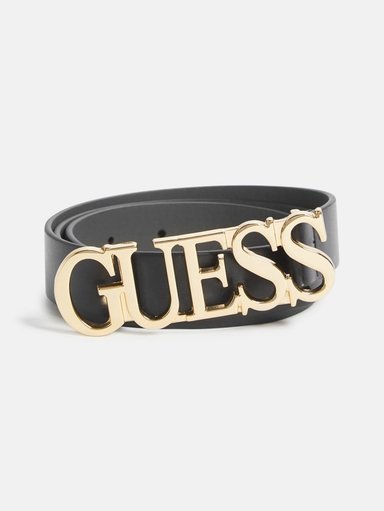 CORREA GUESS MUJER MARIANNA COLOR NEGRO CON LOGOTIPO DORADO