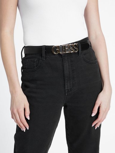 CORREA GUESS MUJER MARIANNA COLOR NEGRO CON LOGOTIPO DORADO - 3