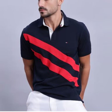 POLO CAMISERO TOMMY HILFIGER DIAGONAL STRIPED AZUL REGULAR FIT - 5