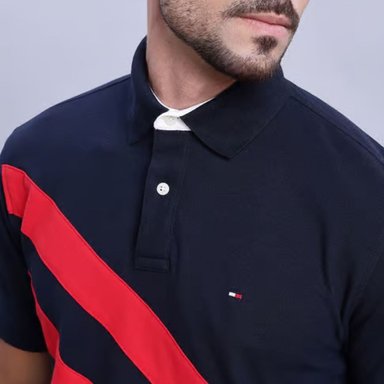 POLO CAMISERO TOMMY HILFIGER DIAGONAL STRIPED AZUL REGULAR FIT - 7
