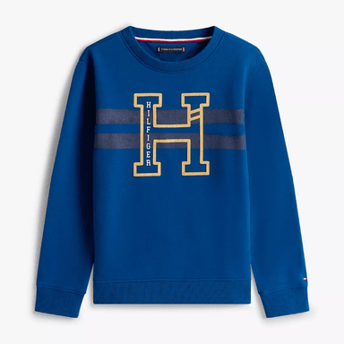 POLERA TOMMY HILFIGER KIDS LOGO STRIPE EMBLEMA FRONTAL BORDADO AZUL - 3