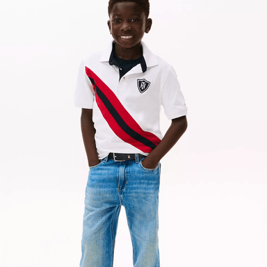 POLO TOMMY HILFIGER KIDS BANNER STRIPE BLANCO FRANJA DIAGONAL - 3