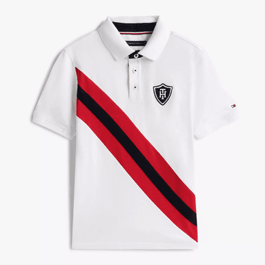 POLO TOMMY HILFIGER KIDS BANNER STRIPE BLANCO FRANJA DIAGONAL - 5