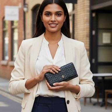 BILLETERA TOMMY HILFIGER MUJER ALX LOGO MONOGRAMA CON CAJA REGALO TH - 3