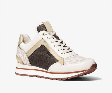 ZAPATILLAS MICHAEL KORS MADDY TWO-TONE LOGO TRAINER MUJER DISEÑO MONOGRAMA COLOR VAINILLA/MARRÓN CON ESTILO DEPORTIVO