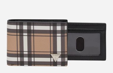 BILLETERA GUESS HOMBRE DISEÑO A CUADROS MARRÓN CON TARJETERO EXTRAÍBLE - 3