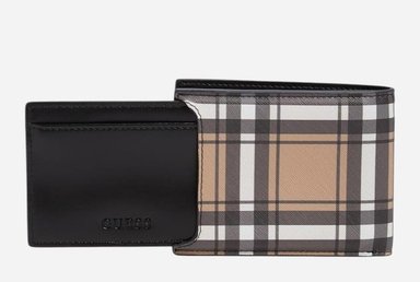 BILLETERA GUESS HOMBRE DISEÑO A CUADROS MARRÓN CON TARJETERO EXTRAÍBLE - 4