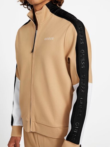 CASACA GUESS HOMBRE MATEO COLOR-BLOCK BEIGE NEGRO CON LOGOTIPO EN LAS MANGAS - 3
