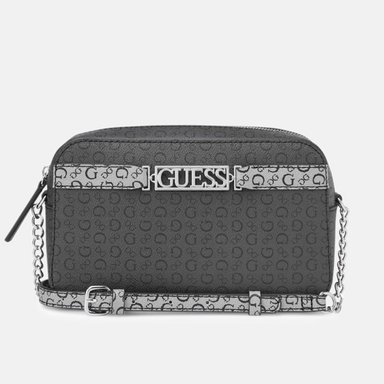 CARTERA GUESS PERREZ MUJER CROSSBODY MONOGRAMA NEGRO CON CADENA AJUSTABLE