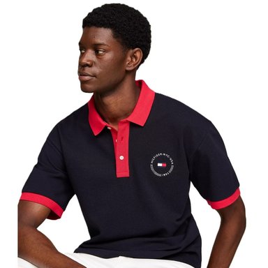 POLO TOMMY HILFIGER HOMBRE TEAM FLAG AZUL LOGOTIPO FRONTAL Y POSTERIOR - 1