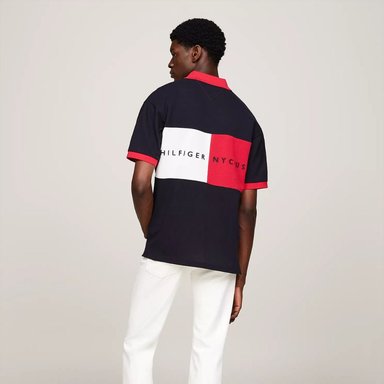 POLO TOMMY HILFIGER HOMBRE TEAM FLAG AZUL LOGOTIPO FRONTAL Y POSTERIOR - 4