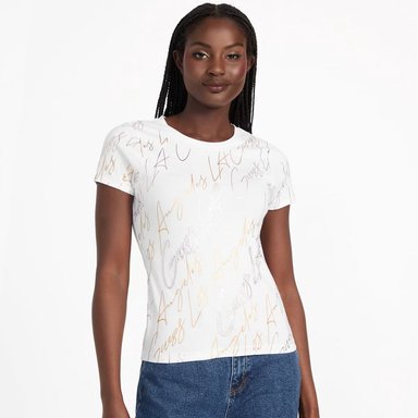 POLO GUESS MUJER FRANNI BLANCO MONOGRAMA LOGO