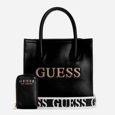 CARTERA GUESS MUJER CARACARA CARRYALL NEGRO CON MONEDERO Y STRAP LOGO AJUSTABLE