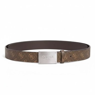 CORREA GUESS HOMBRE VEZZOLA MARRÓN MONOGRAMA HEBILLA METÁLICA - 2