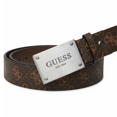 CORREA GUESS HOMBRE VEZZOLA MARRÓN MONOGRAMA HEBILLA METÁLICA - 3