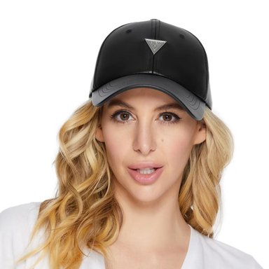 GORRA GUESS MUJER LOGO TRIANGULAR CUERO NEGRO ESTILO URBANO - 4