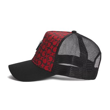 GORRA GUESS HOMBRE TRUCKER MONOGRAMA ROJO NEGRO LOGO TRIANGULAR AJUSTABLE - 3