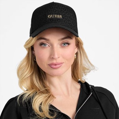 GORRA GUESS MUJER JACQUARD NEGRO MONOGRAMA CON LOGO METÁLICO - 4