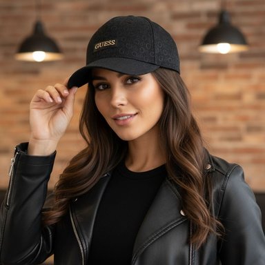 GORRA GUESS MUJER JACQUARD NEGRO MONOGRAMA CON LOGO METÁLICO - 5