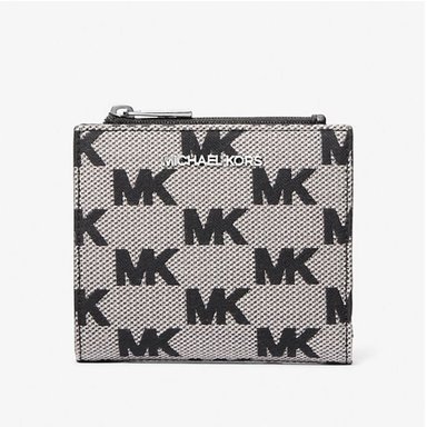 BILLETERA MICHAEL KORS HOMBRE COOPER LOGO JACQUARD MONOGRAMA GRIS NEGRO CON MONEDERO