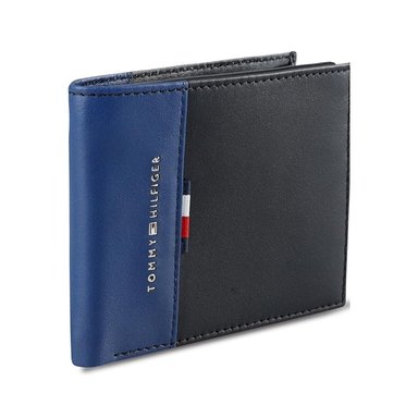 BILLETERA TOMMY HILFIGER HOMBRE BIFOLD NEGRA AZUL LOGO COMPACTA - 2