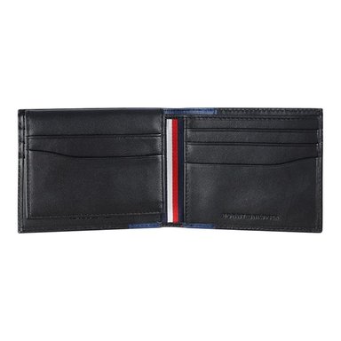 BILLETERA TOMMY HILFIGER HOMBRE BIFOLD NEGRA AZUL LOGO COMPACTA - 4
