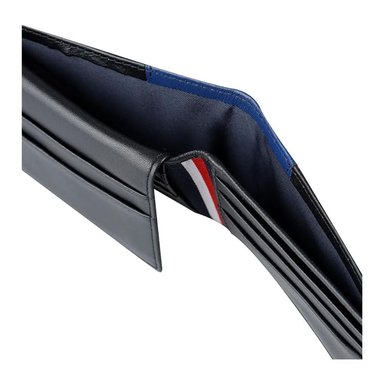 BILLETERA TOMMY HILFIGER HOMBRE BIFOLD NEGRA AZUL LOGO COMPACTA - 5