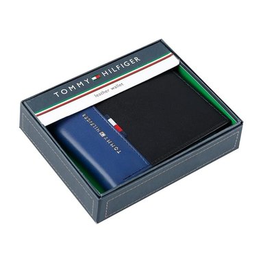 BILLETERA TOMMY HILFIGER HOMBRE BIFOLD NEGRA AZUL LOGO COMPACTA - 7