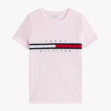 POLO TOMMY HILFIGER MUJER LOGO FLAG STRIPE BORDADO ROSADO MANGA CORTA - 5