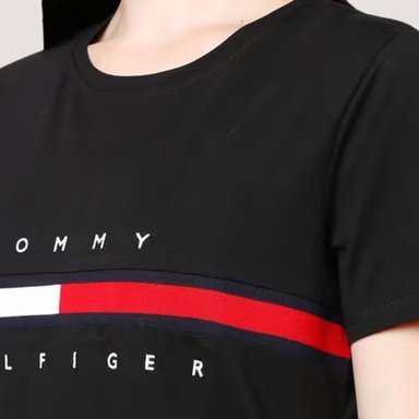 POLO TOMMY HILFIGER MUJER LOGO FLAG STRIPE BORDADO NEGRO REGULAR FIT - 4