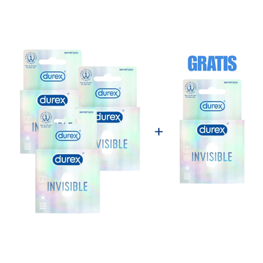 PACK X 3 CAJAS DUREX PRESERVATIVO INVISIBLE 3 UNID + 1 REGALO (12 UNIDS)