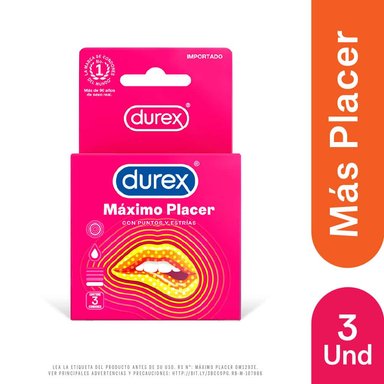 DUREX PRESERVATIVO MÁXIMO PLACER CAJA X 3 UNID