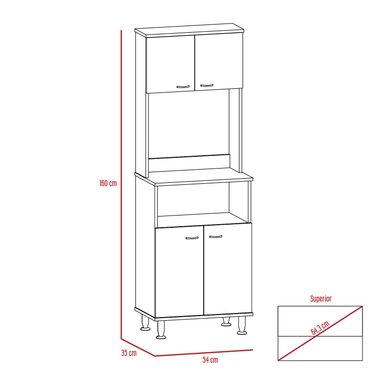 MUEBLE MICROONDAS TUHOME KITCHEN + BARRA DE COCINA BLANCO - 5