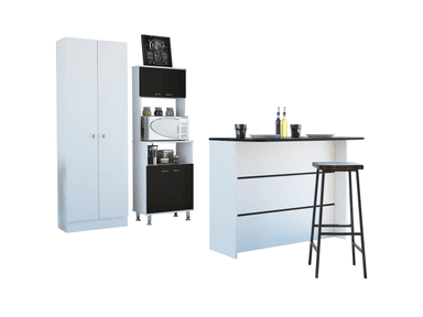 MUEBLE COCINA TUHOME KITCHEN 54 + BARRA DE COCINA + OPTIMIZADOR WENGUE / BLANCO - 1