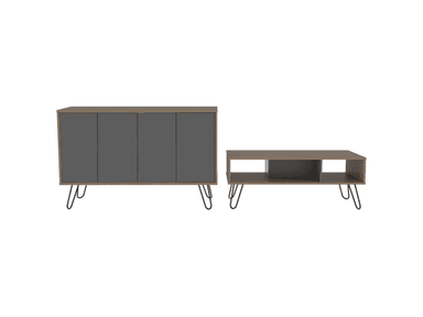 TUHOME BIFE + MESA CENTRO VASSEL - MIEL / PLOMO