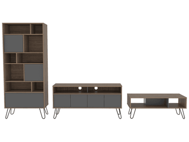 SET TUHOME VASSEL RACK TV55 + BIBLIOTECA + MESA CENTRO - 1