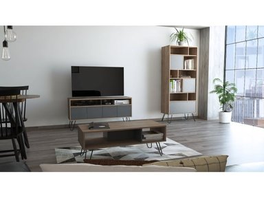 SET TUHOME VASSEL RACK TV55 + BIBLIOTECA + MESA CENTRO - 2