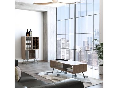 SET MUEBLE BAR TUHOME VASSEL + MESA CENTRO MIEL PLOMO - 3