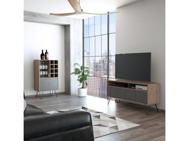 SET TUHOME VASSEL RACK TV55 + BAR MIEL PLOMO - 2