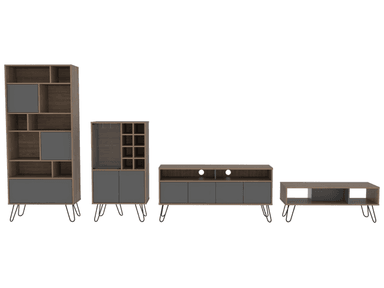 SET TUHOME VASSEL RACK TV55 + BIBLIOTECA + BAR + MESA CENTRO - 1