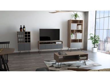 SET TUHOME VASSEL RACK TV55 + BIBLIOTECA + BAR + MESA CENTRO - 2