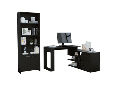 ESCRITORIO TUHOME OFFICE 137.5 CM X 121.5 CM + BIBLIOTECA WENGUE