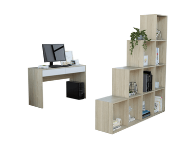 ESCRITORIO TUHOME OFFICE 120.2 CM + BIBLIOTECA ROVERE + BLANCO