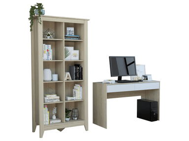 ESCRITORIO TUHOME OFFICE 120.2 CM + BIBLIOTECA ROVERE + BLANCO