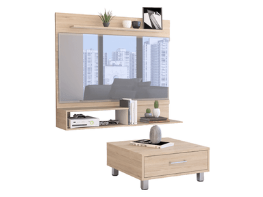 TUHOME PANEL TV55 + MESA DE CENTRO - ROVERE / BLANCO