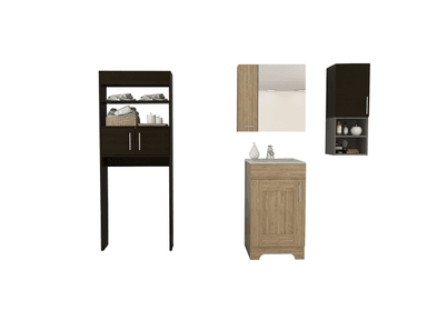 SET BOTIQUIN TUHOME BATH 300 NATURAL + MUEBLE LAVAMANOS + MURO + OPTIMIZADOR MIEL WENGUE