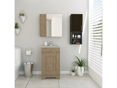 SET BOTIQUIN TUHOME BATH 300 NATURAL + MUEBLE LAVAMANOS + MURO MIEL WENGUE - 2