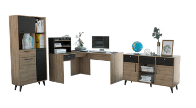 ESCRITORIO TUHOME 121.8 CM 2L + BIBLIOTECA + ARMARIO BILBAO / WENGUE